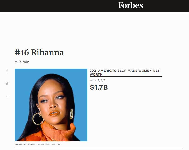 Rihanna - Nữ nghệ sỹ UK khuynh đảo giới mỹ phẩm & thời trang, được Forbes xếp hạng trở thành tỷ phú USD 